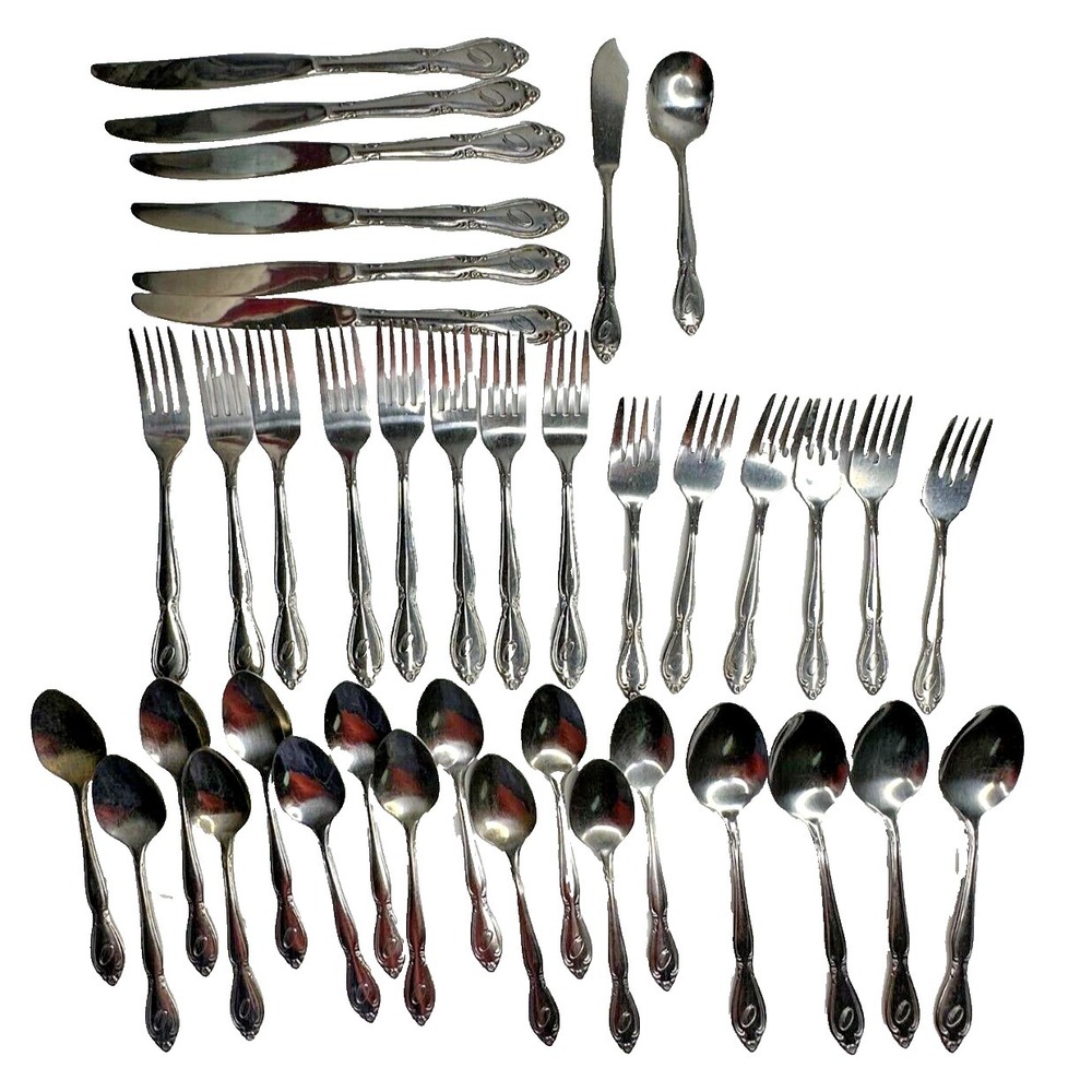 Custom Craft Engraved O Stainless Flatware Replacement 38 Pc Spoon Fork Knife